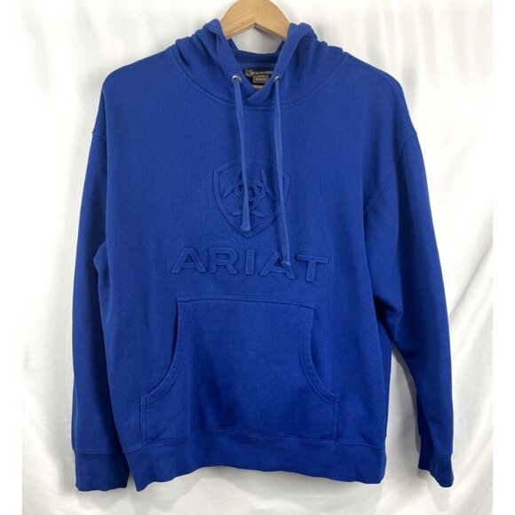 Ariat Blue Raised Spellout Hoodie Men's Size M - Picture 1 of 9